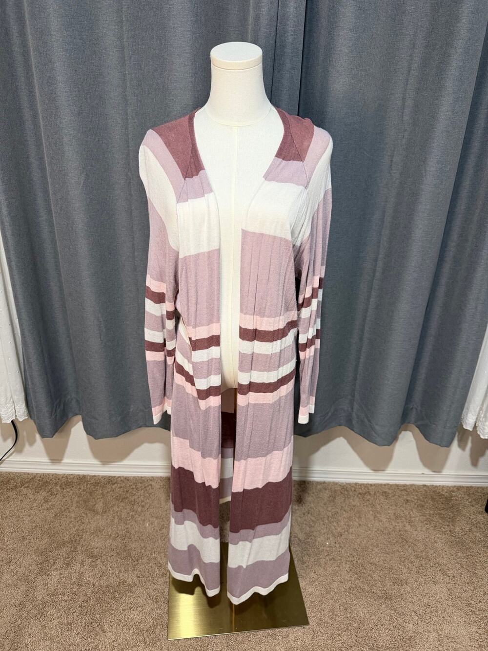 Torrid Size 1 Striped Color Block Long Duster Cardigan 80% Rayon